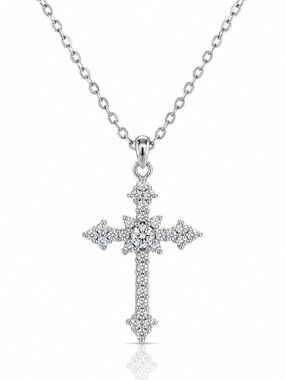 NWT Lola Cross Necklace // Sterling Silver + CZ Pavé